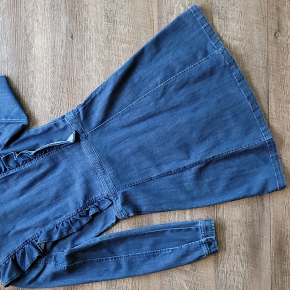NWT! Madewell Denim Ruffle-Front Style Dress - Picture 9 of 12